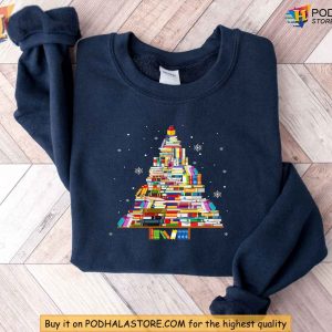 Christmas Tree Bookworm Sweatshirt Funny Christmas Gift Ideas for Readers 2