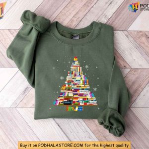 Christmas Tree Bookworm Sweatshirt Funny Christmas Gift Ideas for Readers 3