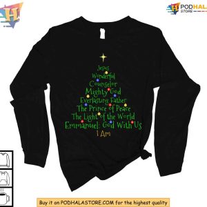 Christmas Tree Shirt Celebrating Jesus Names and Faith in the Holiday Season