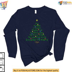 Christmas Tree Shirt Celebrating Jesus Names and Faith in the Holiday Season 3