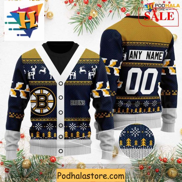 Custom Boston Bruins Sweater, Personalized NHL Christmas Apparel for Fans
