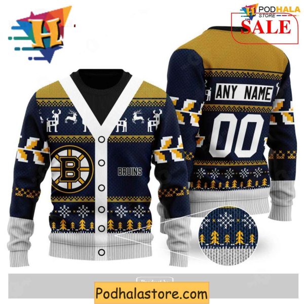 Custom Boston Bruins Sweater, Personalized NHL Christmas Apparel for Fans