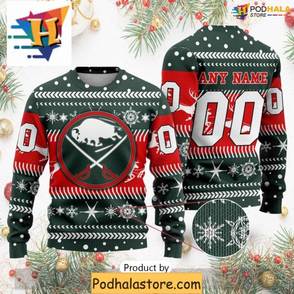 Custom Buffalo Sabres Sweater Christmas Apparel, Personalized Ugly Xmas Gift