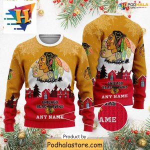 Custom Chicago Blackhawks Sweater, Funny Xmas Sweater for Hockey Fans