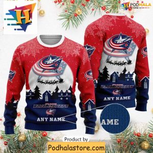 Custom Columbus Blue Jackets Sweater NHL Apparel and Funny Xmas Gifts 1