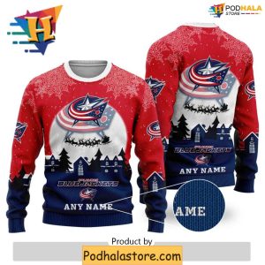 Custom Columbus Blue Jackets Sweater NHL Apparel and Funny Xmas Gifts 2