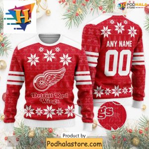 Custom Detroit Red Wings Ugly Sweater for Family Xmas Festivities 1
