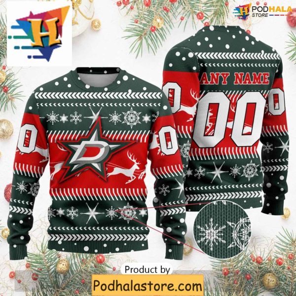 Custom NHL Dallas Stars Sweater, Personalized Ugly Sweater Christmas Gifts