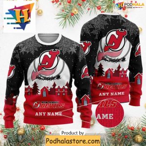 Custom New Jersey Devils Ugly Sweater, Personalized NHL Christmas Apparel