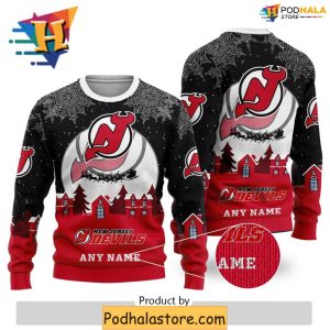 Custom New Jersey Devils Ugly Sweater Personalized NHL Christmas Apparel 2