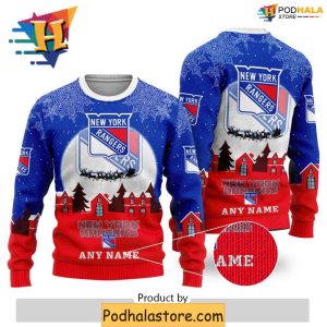Custom New York Rangers Ugly Sweater Funny Christmas Gift for Families 2