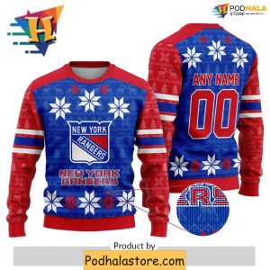 Customizable New York Rangers Ugly Sweater Funny Xmas Hockey Gift 2