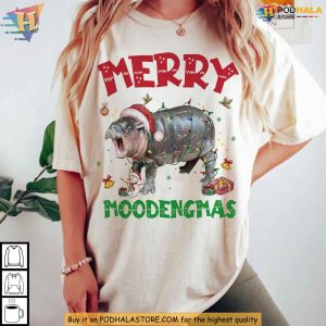 Cute Moo Deng Christmas Shirt, Merry Hippo Holiday Cheer Outfit Xmas Gifts