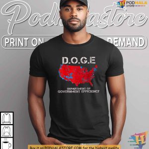 Department of Government Efficiency Doge Shirt Political Satire Map Tee 3