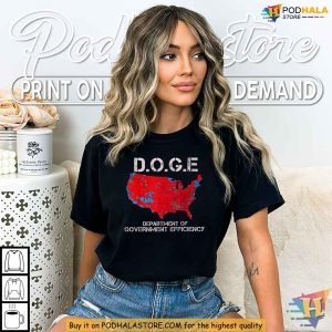 Department of Government Efficiency Doge Shirt Political Satire Map Tee 4