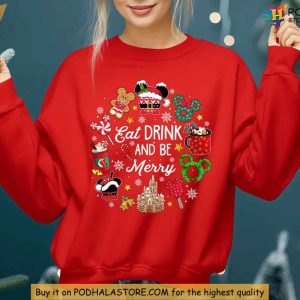 Disney Eat Drink And Be Merry Christmas Shirt Xmas Gift Ideas for Families 3