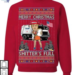 Donald Trump Merry Christmas Shitters Full Funny Ugly Christmas Sweatshirt 2