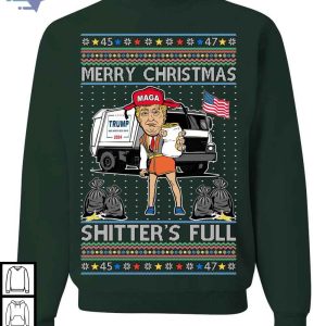 Donald Trump Merry Christmas Shitters Full Funny Ugly Christmas Sweatshirt 3