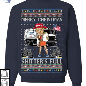 Donald Trump Merry Christmas Shitters Full Funny Ugly Christmas Sweatshirt 4