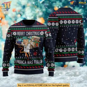 Donald Trump Ugly Xmas Sweater, Merry Christmas America Full Gift Idea