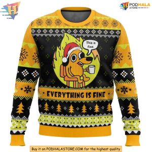 Everything Is Fine Christmas Sweater Funny Christmas Gift Ideas for Memes 2