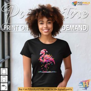 Flamingo Santa Christmas Shirt, Funny Xmas Gift Ideas for Holiday Fun