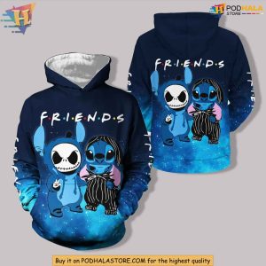 Friends Stitch and Jack Skellington 3D Hoodie Funny Christmas Gift Ideas 1