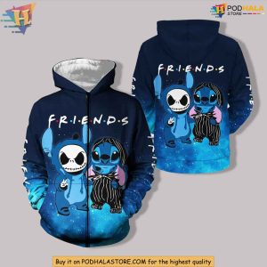 Friends Stitch and Jack Skellington 3D Hoodie Funny Christmas Gift Ideas 4