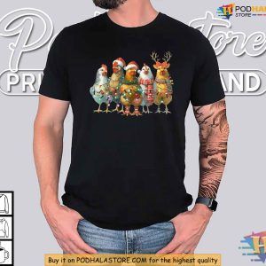 Funny Chicken Christmas Lights Shirt Cute Farm Animal Xmas Gift Idea 4