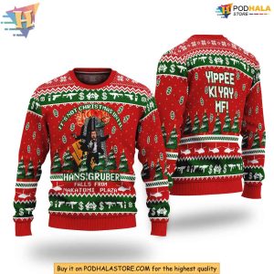 Funny Nakatomi Plaza Christmas Sweater, Festive Hans Gruber Die Hard Xmas Idea
