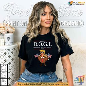 Funny Thanksgiving DOGE Shirt, Trump Turkey Parody, Political Humor 2024