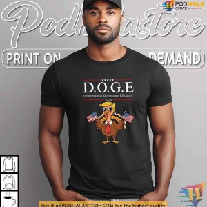 Funny Thanksgiving DOGE Shirt Trump Turkey Parody Political Humor 2024 3