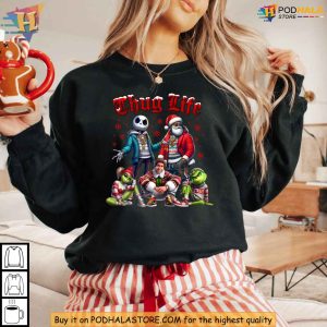 Funny Thug Life Shirt Grinch and Santa Streetwear Christmas Hoodie for Holidays 2