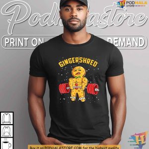 Gingerbread Man Gym Christmas Shirt, Funny Xmas Gifts for Fitness Fans