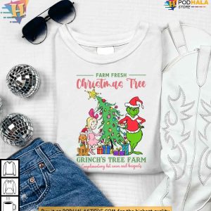 Grinch Christmas Tree Shirt, Whimsical Festive Design for Xmas Gift Ideas