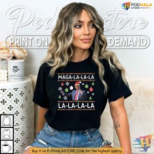 MAGA LA LA LA Trump Christmas Shirt, Funny Xmas Gifts for Holiday Humor