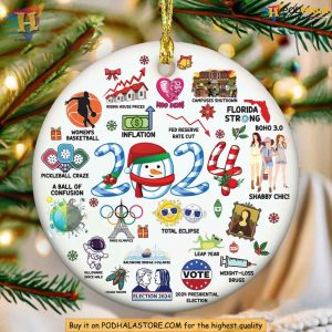 Major Notable Events 2024 Year in Review Ornament Funny Xmas Gift Ideas 2