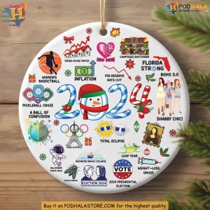 Major Notable Events 2024 Year in Review Ornament Funny Xmas Gift Ideas 3