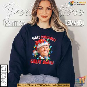 Make Christmas Great Again Trump Xmas Lights Shirt Trump Gifts For Christmas 3