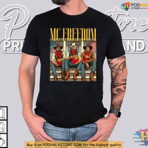 McFreedom Americana Satire Shirt Featuring Trump Vance and Musk Humor 4