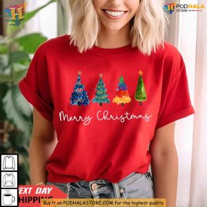 Merry Christmas Tree Shirt Colorful Holiday Tee Funny Christmas Gift Ideas 2