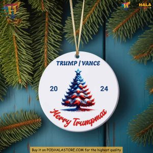 Merry Trumpmas Ceramic Ornament, Trump Vance 2024 Funny Christmas Gift