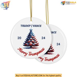 Merry Trumpmas Ceramic Ornament Trump Vance 2024 Funny Christmas Gift 2