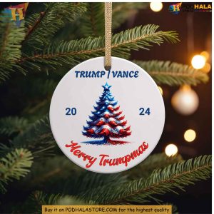 Merry Trumpmas Ceramic Ornament Trump Vance 2024 Funny Christmas Gift 3