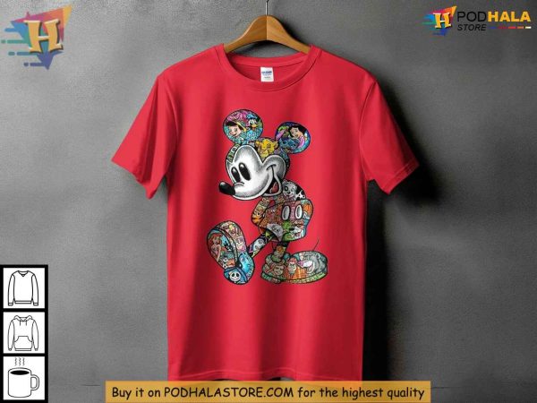 Mickey Mouse Disney Shirt for Fans, Disney Character Collage Xmas Gift