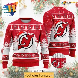 New Jersey Devils Ugly Sweater Christmas Design for Hockey Fans