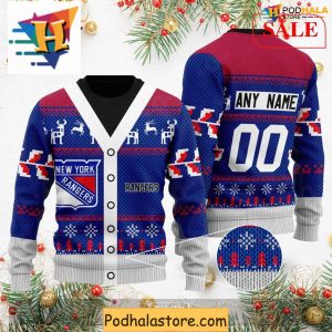 New York Rangers Ugly Sweater Personalized Xmas Gift for NHL Fans 1