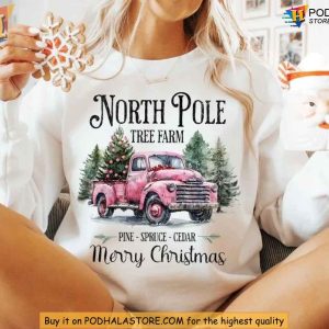 North Pole Christmas Sweatshirt, Vintage Holiday Design Cozy Winter Outfit