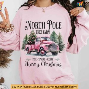 North Pole Christmas Sweatshirt Vintage Holiday Design Cozy Winter Outfit 2