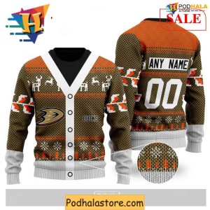 Personalized Anaheim Ducks Sweater Funny Xmas and Family Holiday Apparel 1